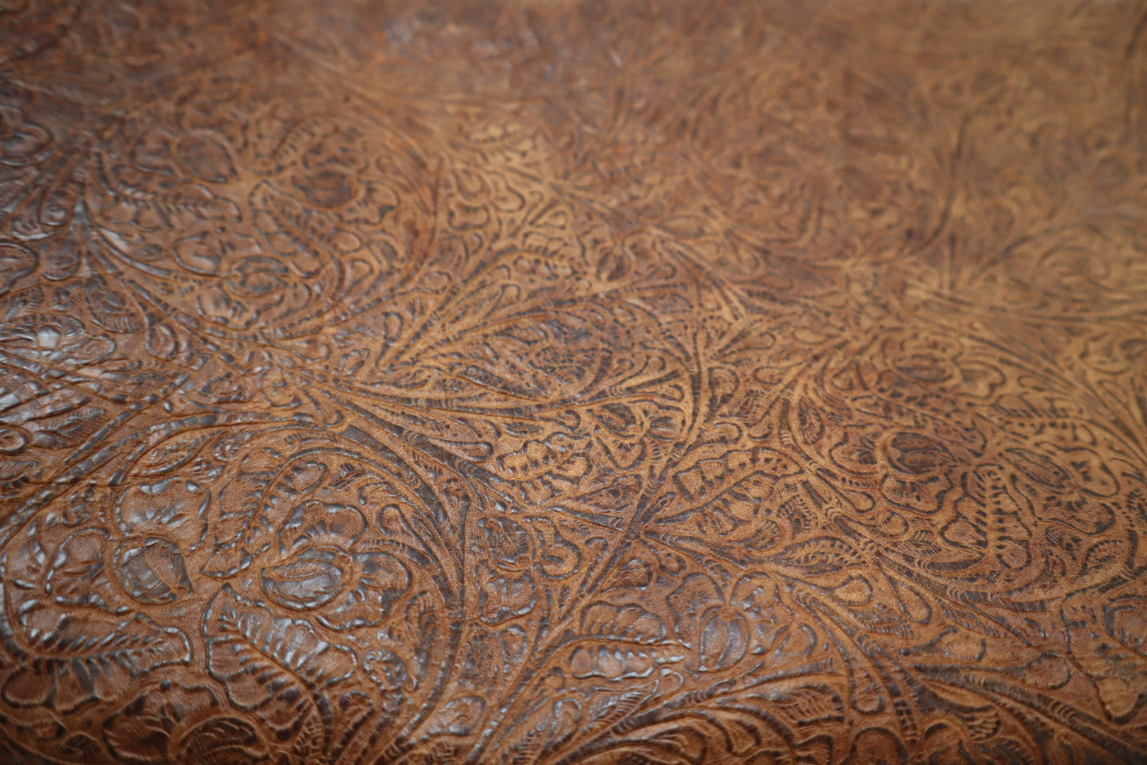 VEG TAN floral metallic brown leather skin, western printed vintage hide