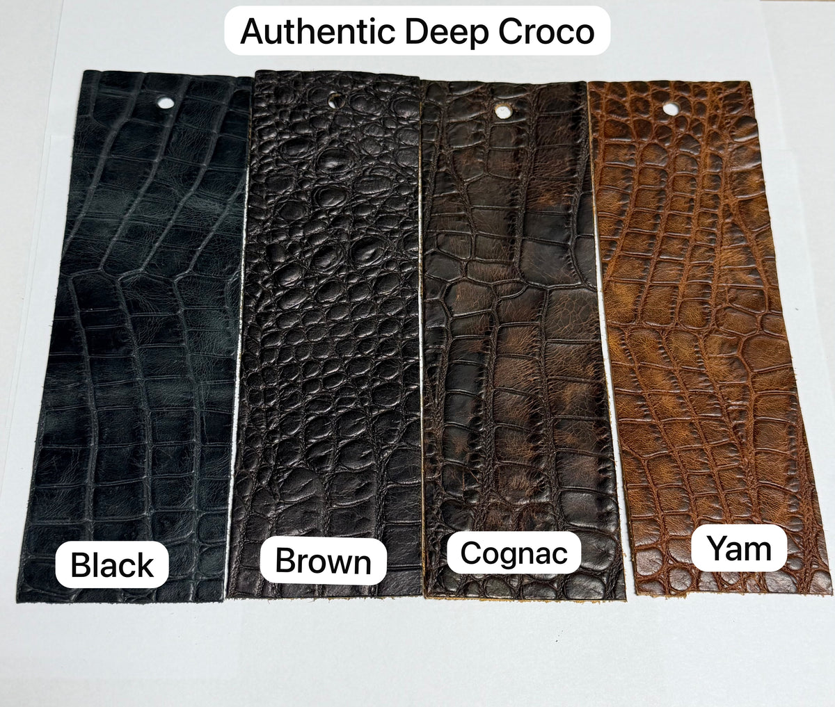 Authentic Deep Croco Crocodile Belly Embossed Leather Hides & 12x12 Panels